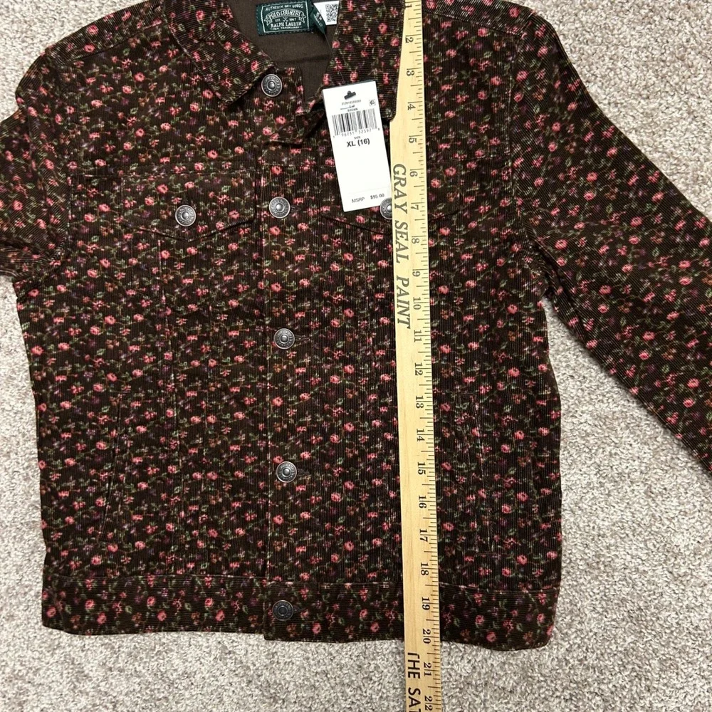 NWT Polo Country Ralph Lauren Floral Corduroy Trucker‎ Jacket Girls Size XL (16)